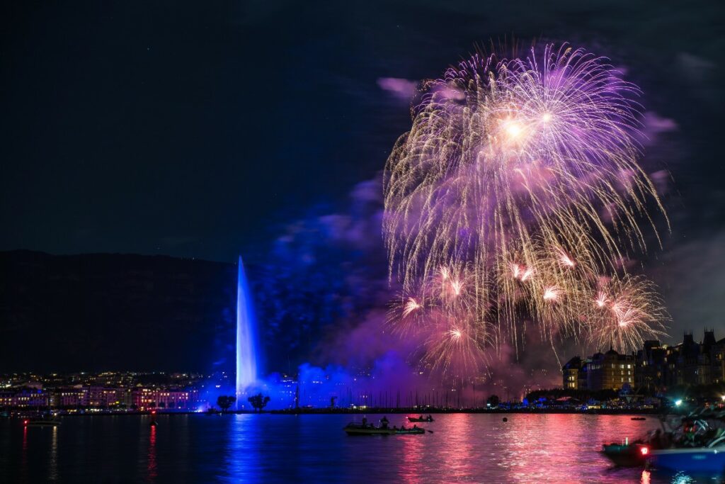Feu d'artifice sur le lac Leman Feu d'artifice sur le lac Leman